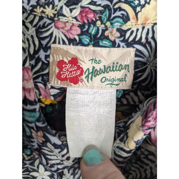 Vintage Hilo Hattie 90s Y2K Floral Half Button Pullover Shirt Cotton  Hawaii M - Picture 3 of 7